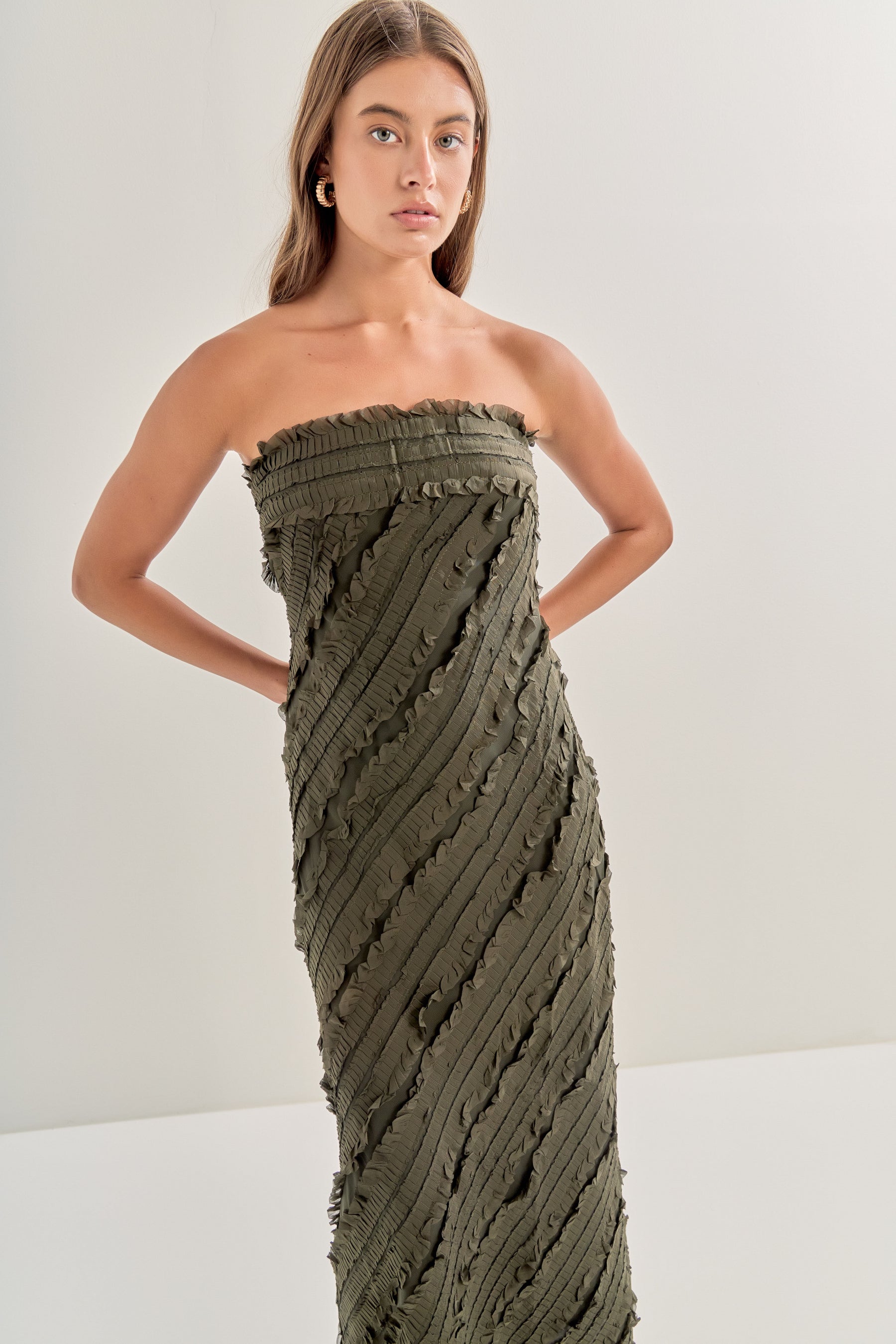 Strapless Ruffled Maxi Dress