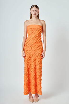 ENDLESS ROSE - Strapless Ruffled Maxi Dress - DRESSES available at Objectrare
