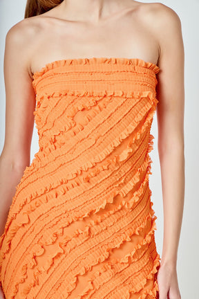 ENDLESS ROSE - Strapless Ruffled Maxi Dress - DRESSES available at Objectrare