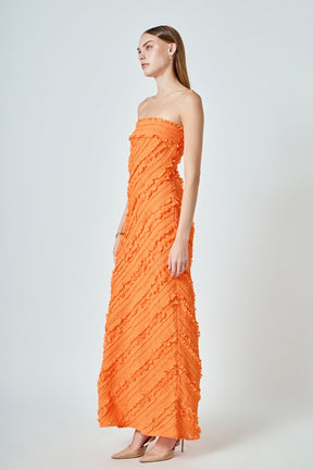ENDLESS ROSE - Strapless Ruffled Maxi Dress - DRESSES available at Objectrare