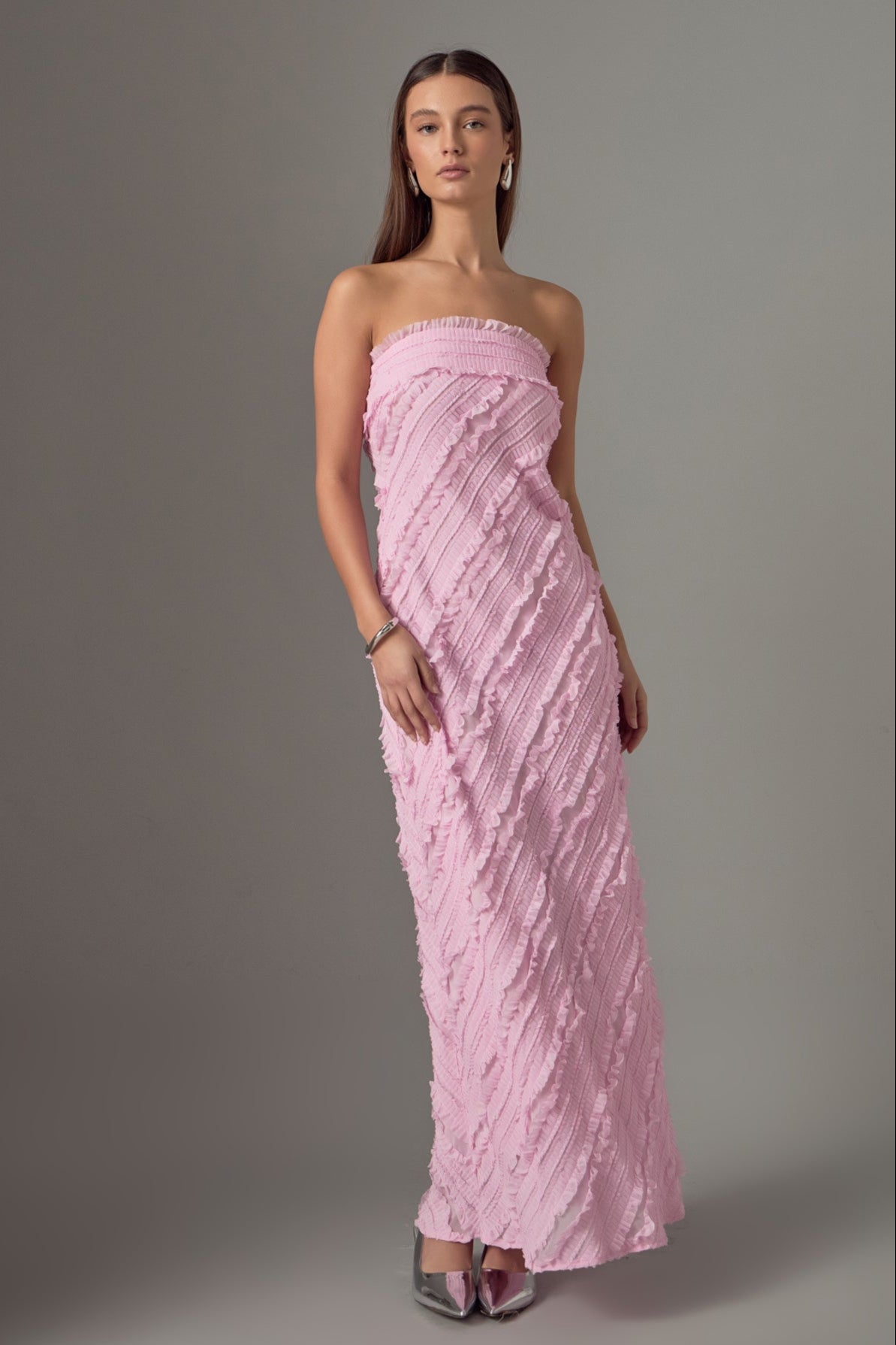 ENDLESS ROSE - Endless Rose - Strapless Ruffled Maxi Dress - DRESSES available at Objectrare