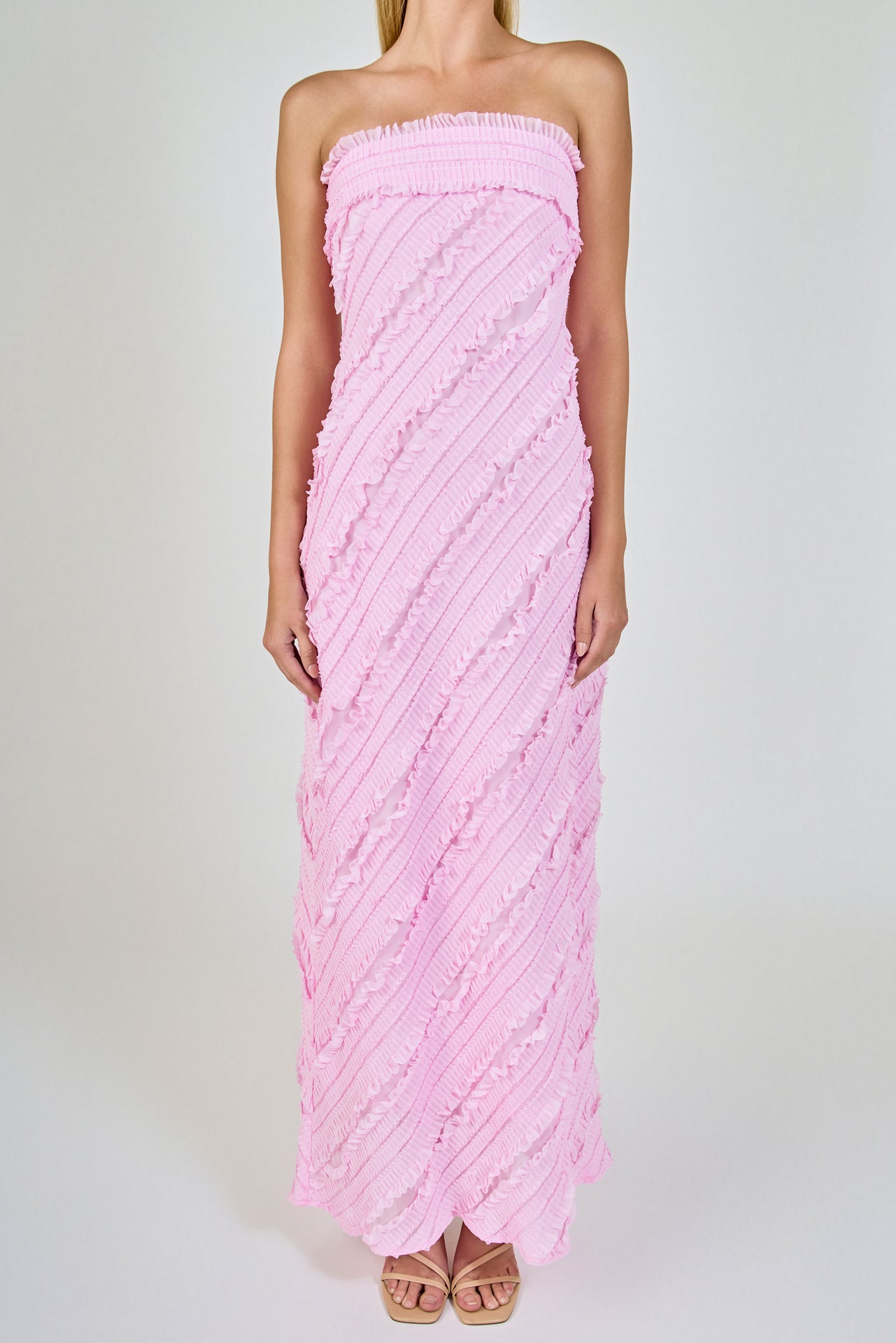 Strapless Ruffled Maxi Dress