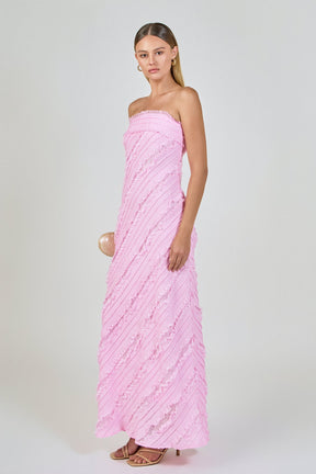 Strapless Ruffled Maxi Dress