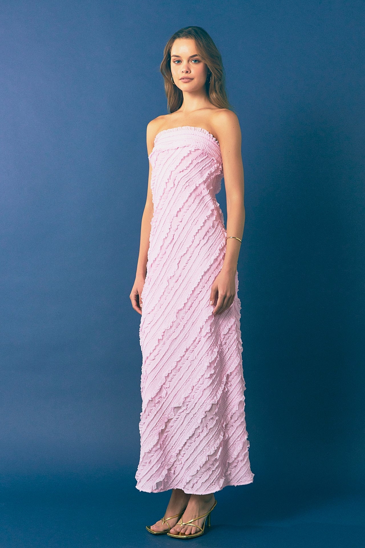 ENDLESS ROSE - Endless Rose - Strapless Ruffled Maxi Dress - DRESSES available at Objectrare