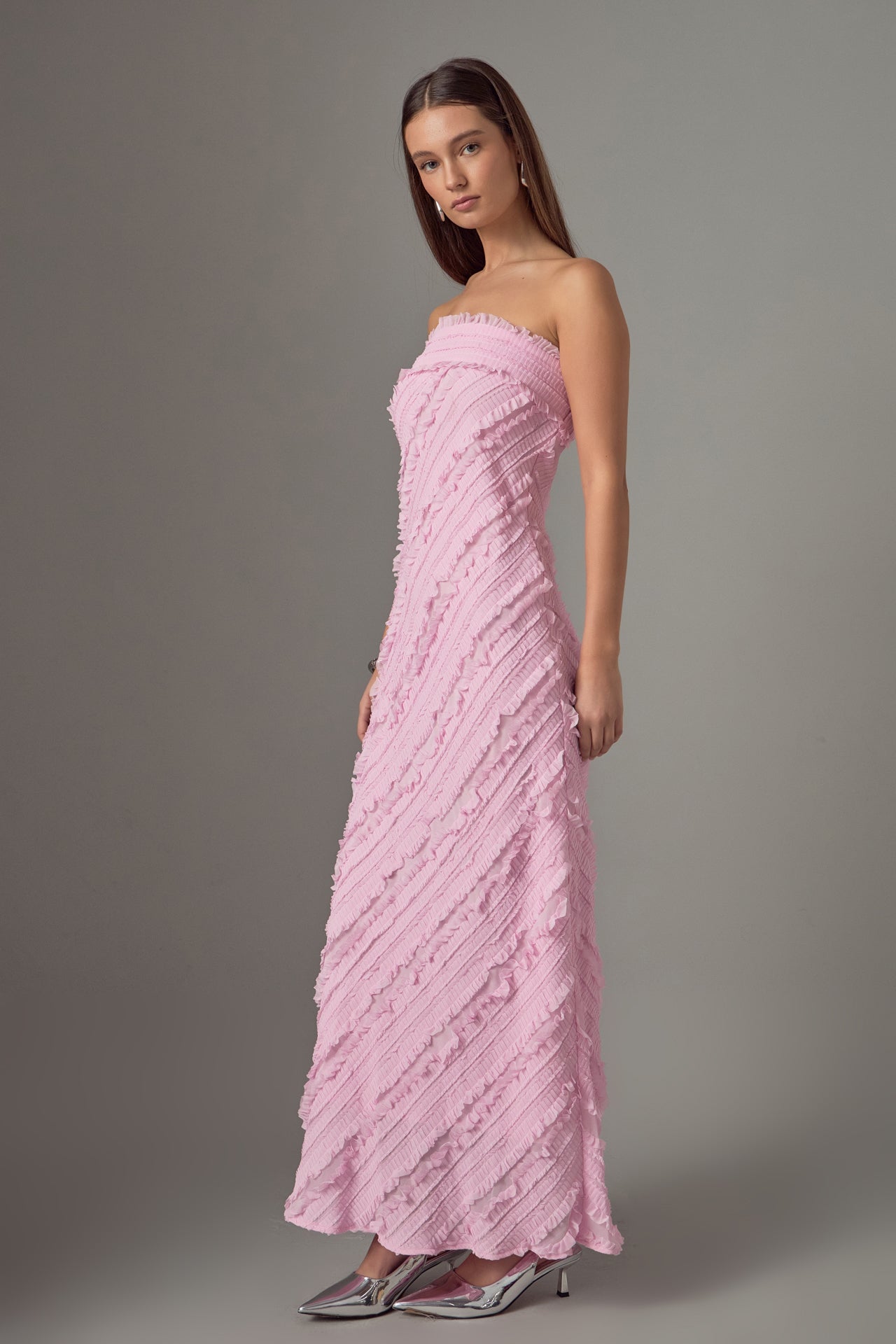 ENDLESS ROSE - Endless Rose - Strapless Ruffled Maxi Dress - DRESSES available at Objectrare