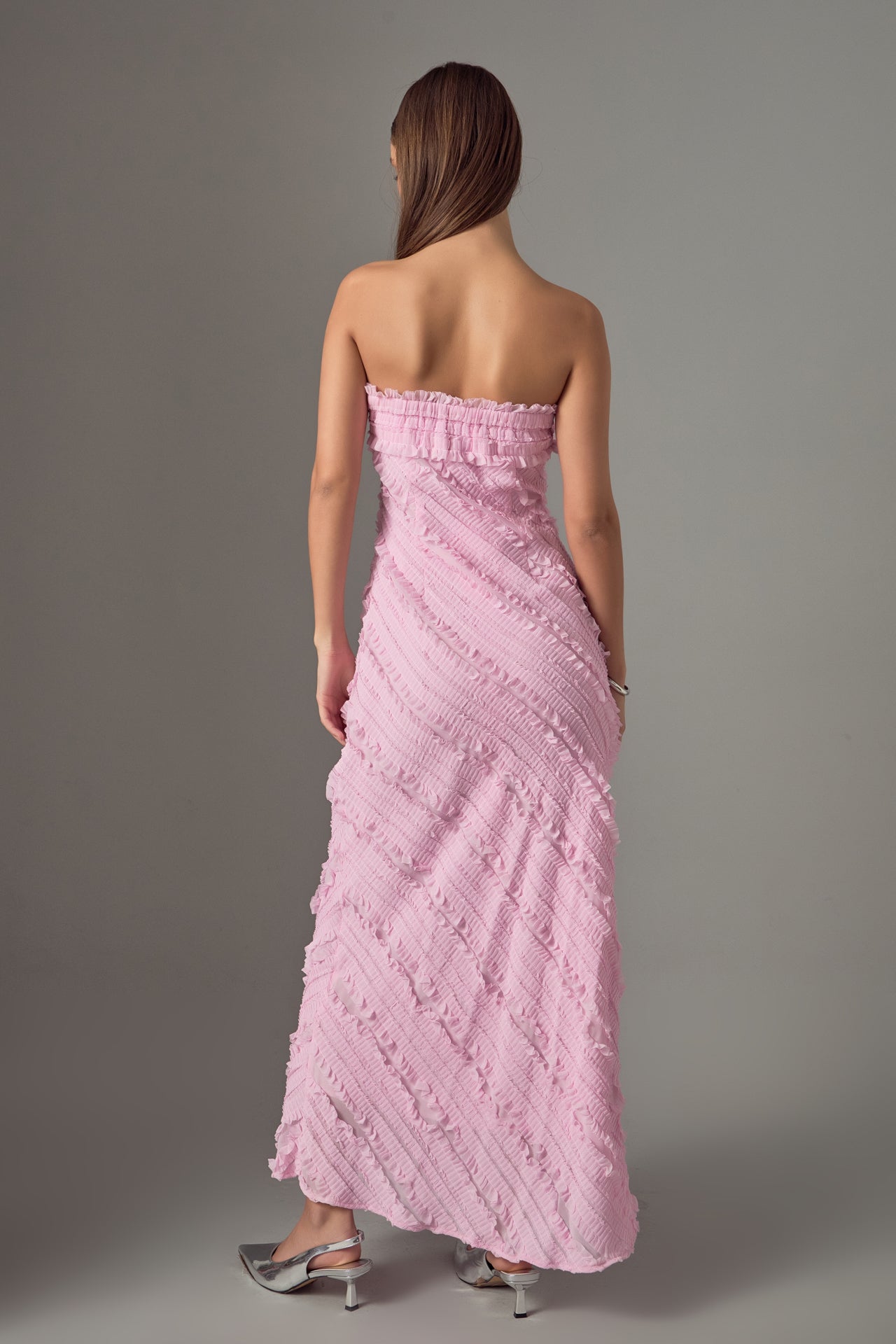 ENDLESS ROSE - Endless Rose - Strapless Ruffled Maxi Dress - DRESSES available at Objectrare