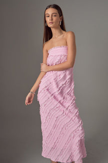Strapless Ruffled Maxi Dress