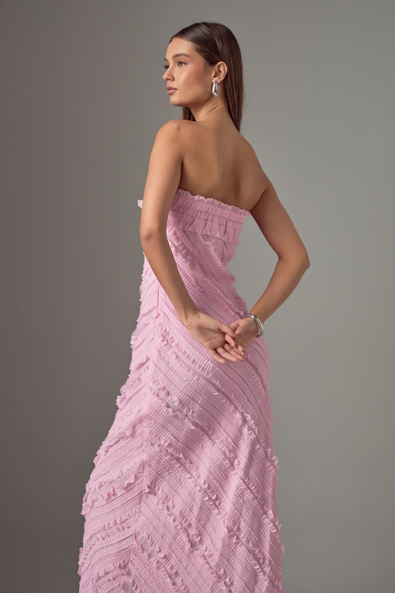 ENDLESS ROSE - Endless Rose - Strapless Ruffled Maxi Dress - DRESSES available at Objectrare