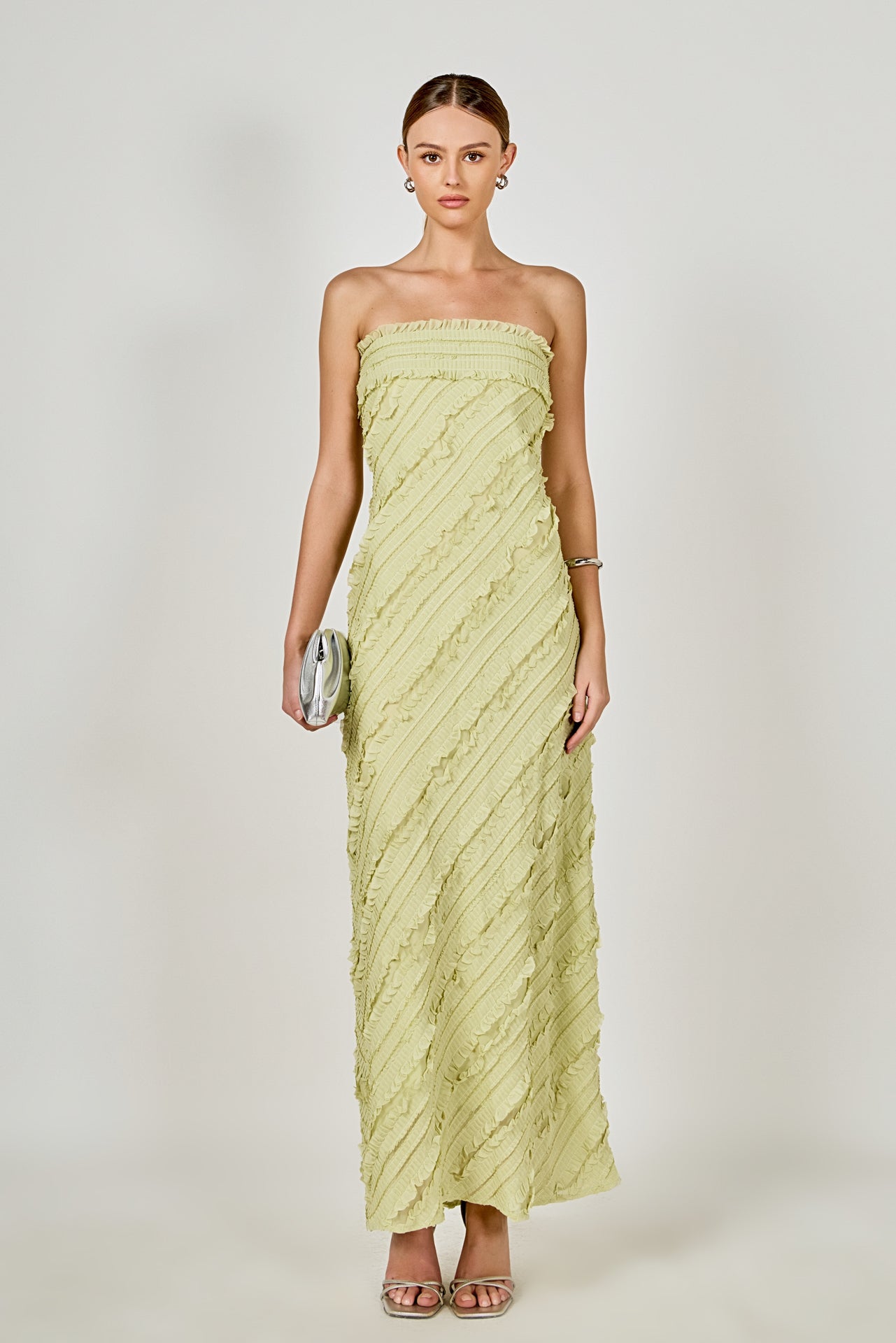 Strapless Ruffled Maxi Dress