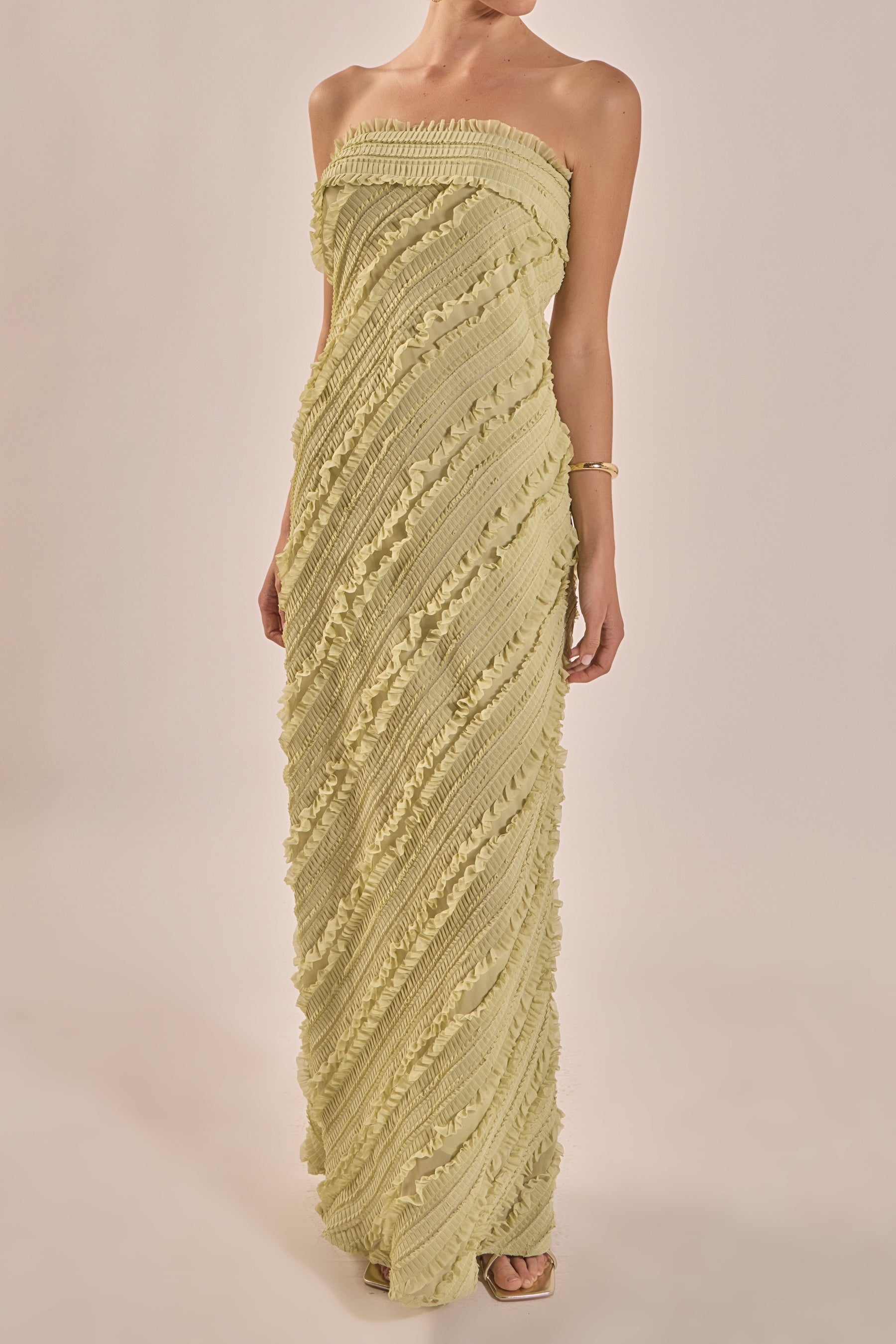 Strapless Ruffled Maxi Dress