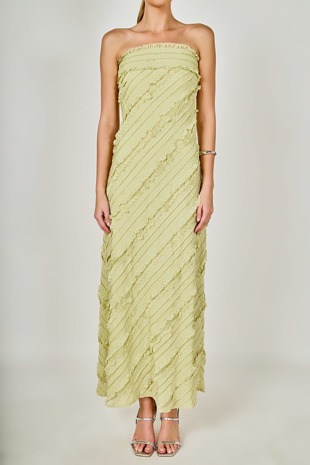 Strapless Ruffled Maxi Dress