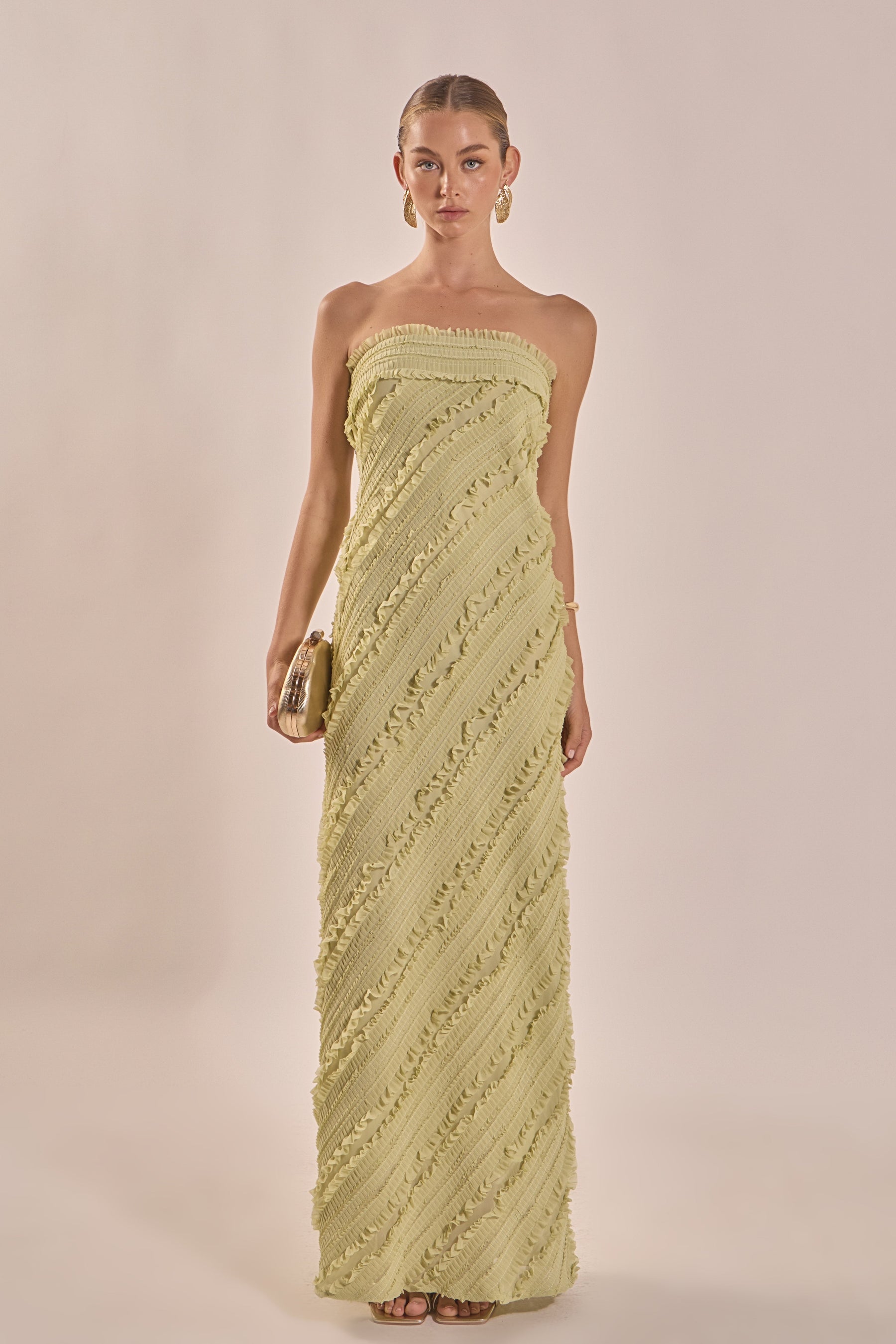 Strapless Ruffled Maxi Dress