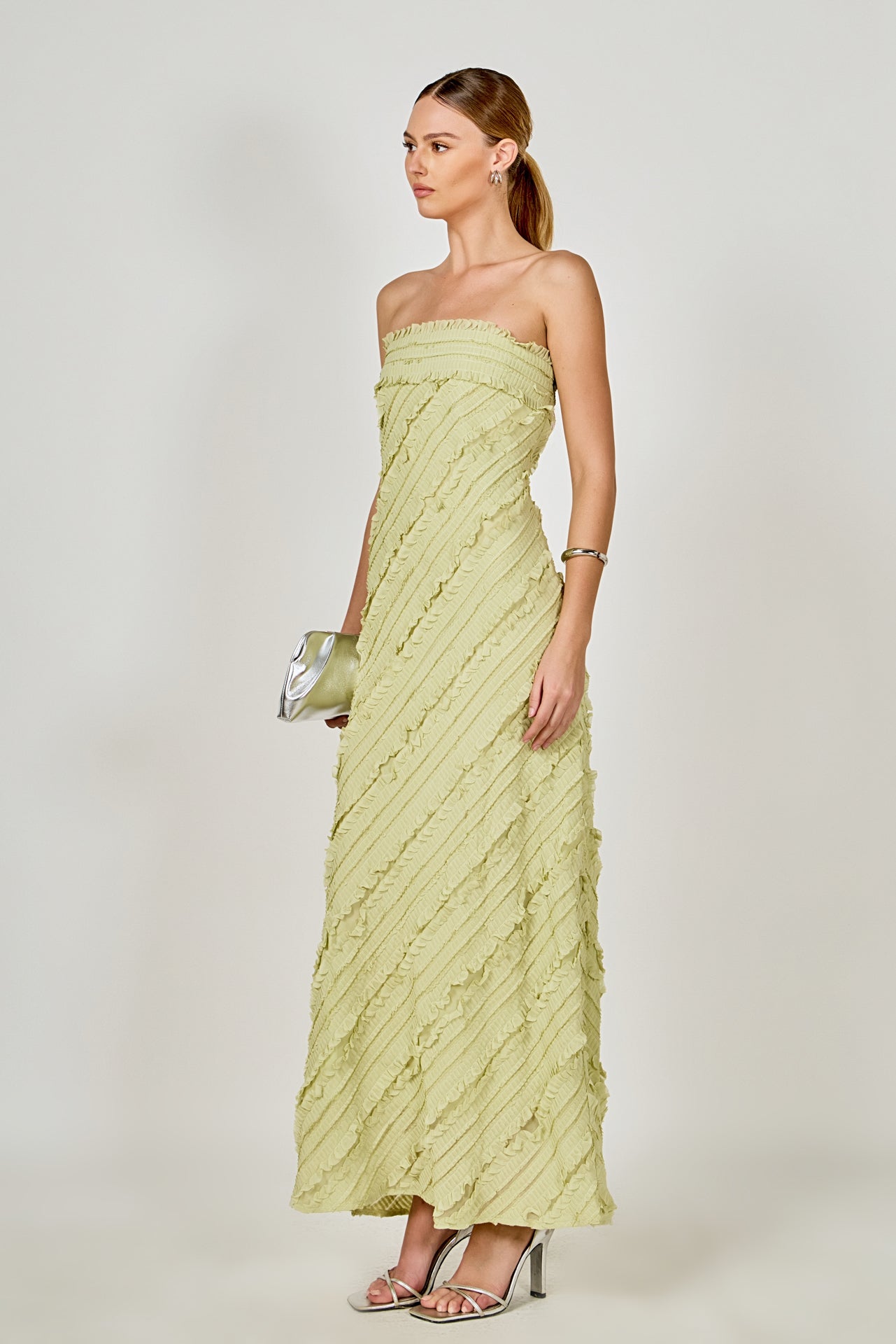 Strapless Ruffled Maxi Dress