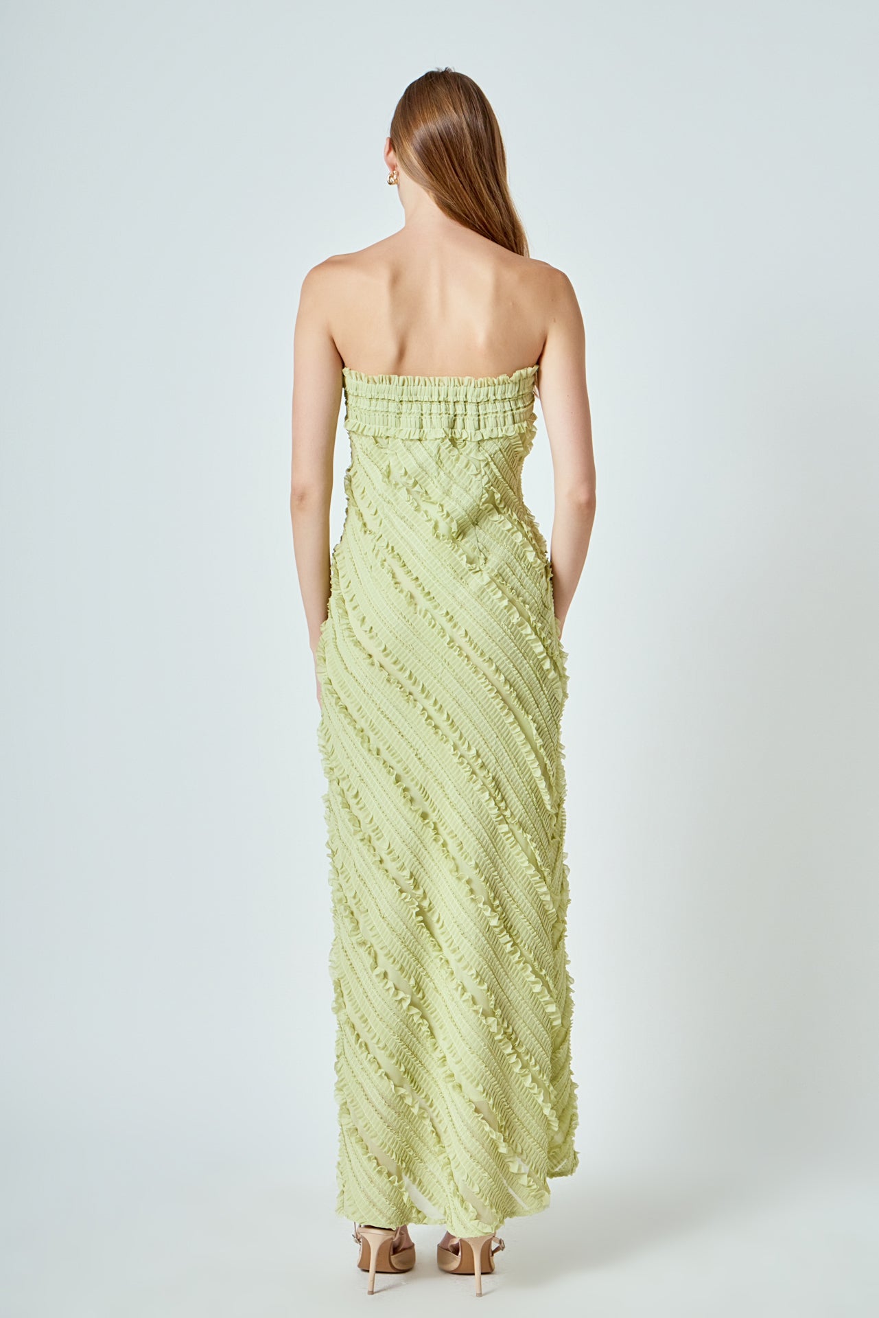 ENDLESS ROSE - Juliette Strapless Ruffled Maxi Dress - DRESSES available at Objectrare