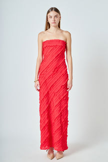 ENDLESS ROSE - Juliette Strapless Ruffled Maxi Dress - DRESSES available at Objectrare