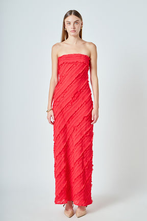 ENDLESS ROSE - Juliette Strapless Ruffled Maxi Dress - DRESSES available at Objectrare