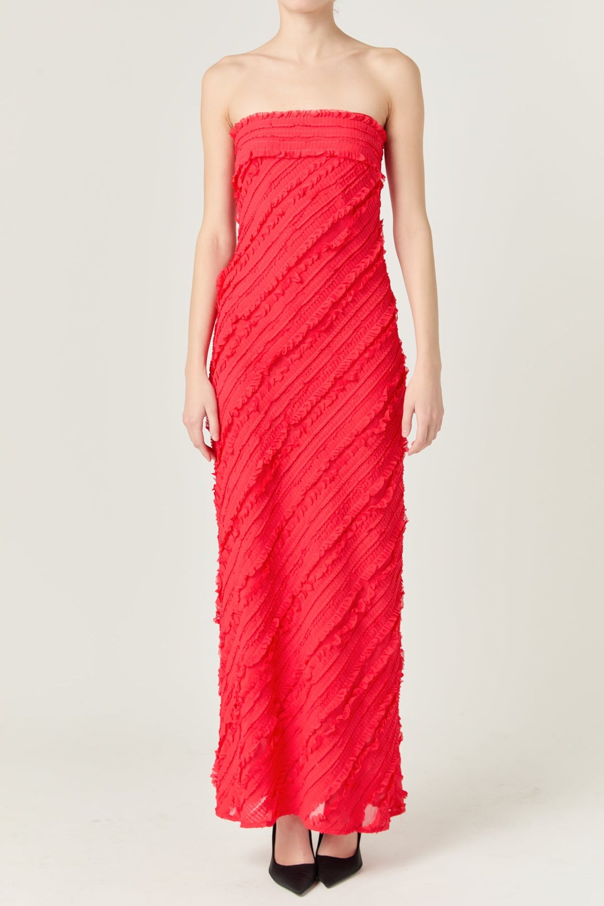 ENDLESS ROSE - Endless Rose - Strapless Ruffled Maxi Dress - DRESSES available at Objectrare