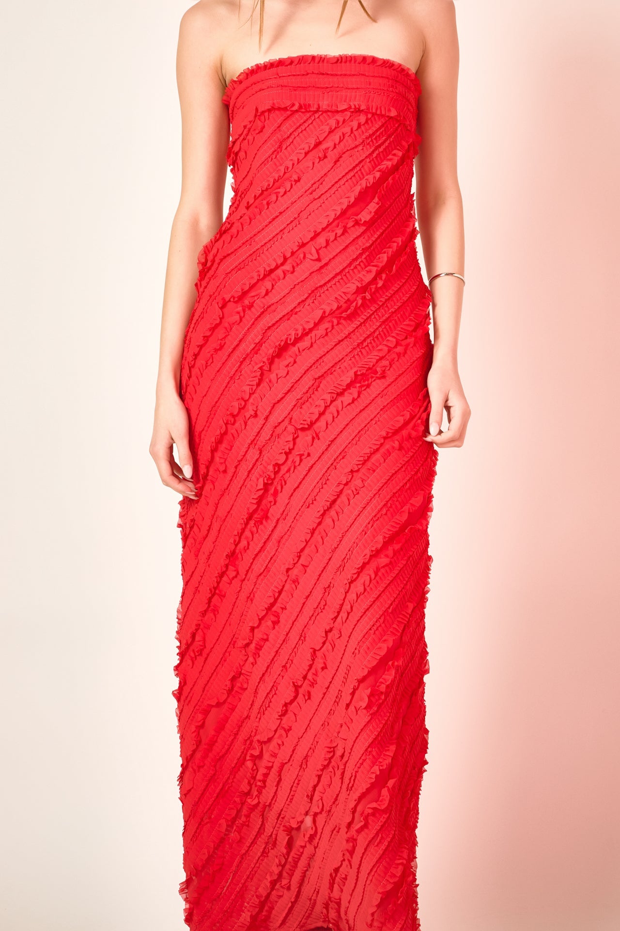 ENDLESS ROSE - Endless Rose - Strapless Ruffled Maxi Dress - DRESSES available at Objectrare