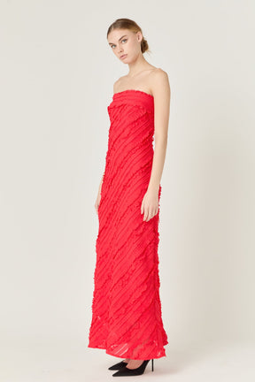 ENDLESS ROSE - Endless Rose - Strapless Ruffled Maxi Dress - DRESSES available at Objectrare