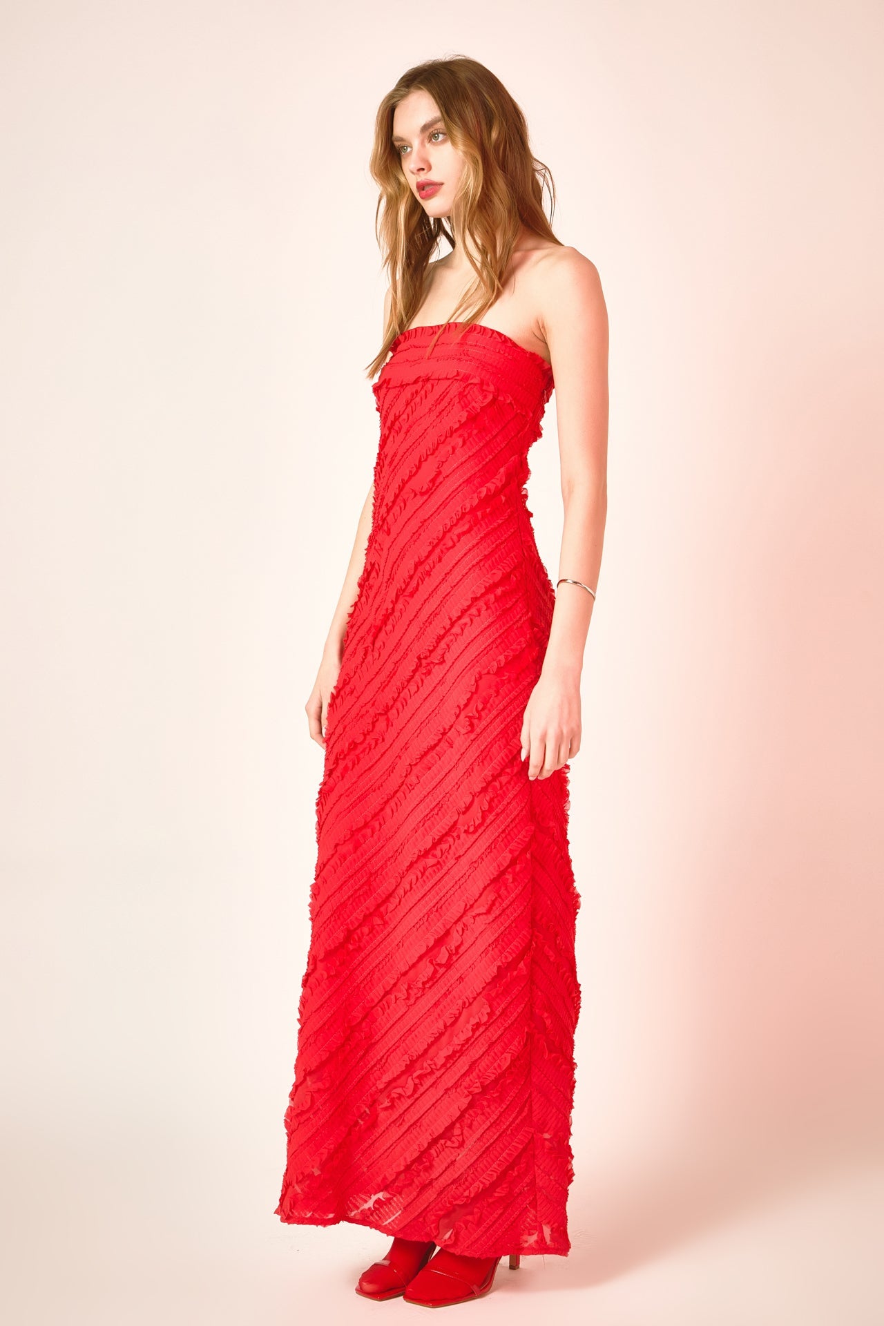 ENDLESS ROSE - Endless Rose - Strapless Ruffled Maxi Dress - DRESSES available at Objectrare