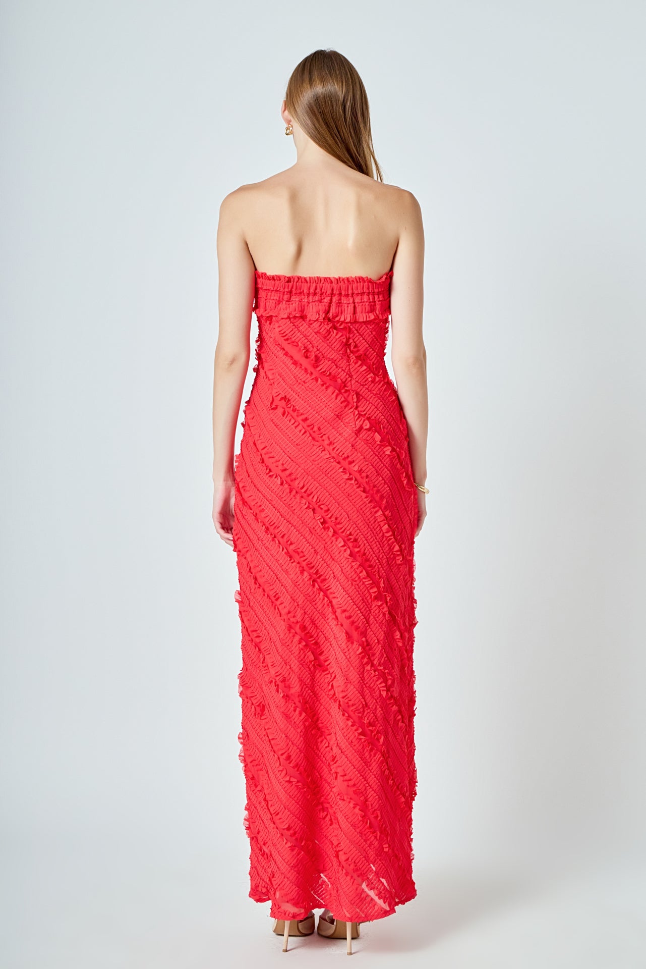 ENDLESS ROSE - Juliette Strapless Ruffled Maxi Dress - DRESSES available at Objectrare