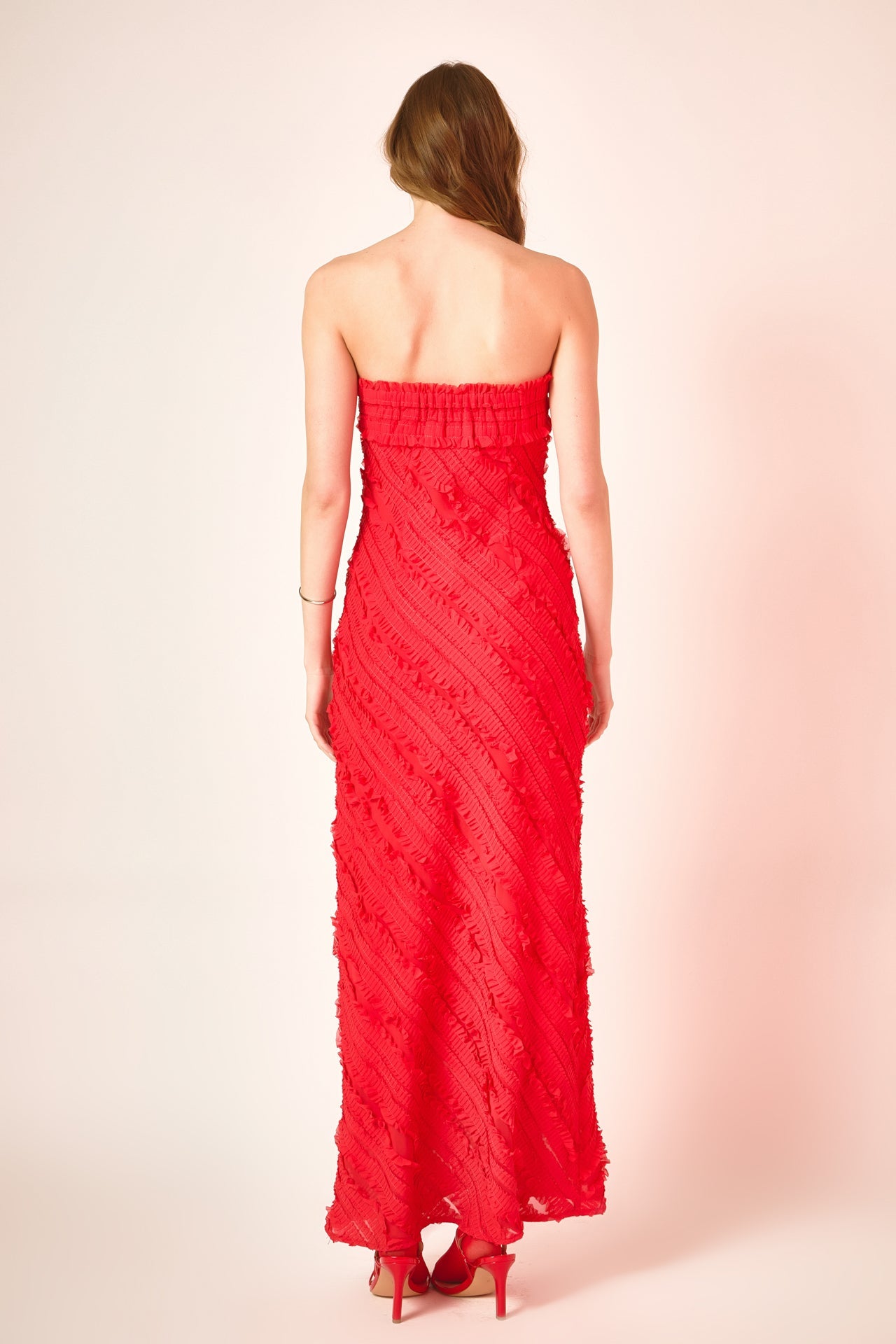 Strapless Ruffled Maxi Dress