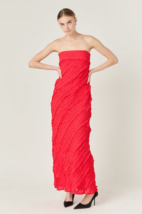 ENDLESS ROSE - Endless Rose - Strapless Ruffled Maxi Dress - DRESSES available at Objectrare