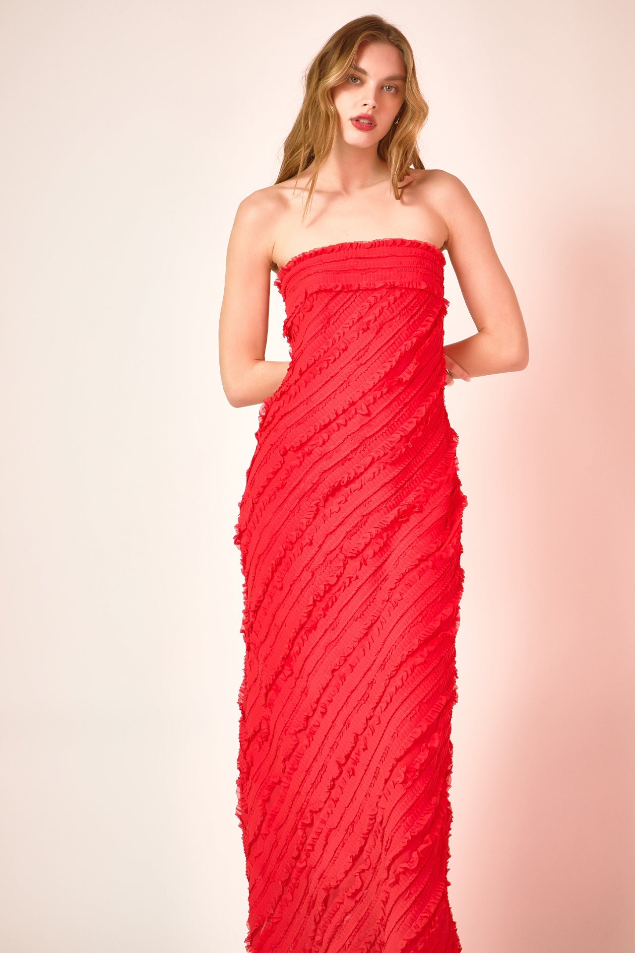 ENDLESS ROSE - Endless Rose - Strapless Ruffled Maxi Dress - DRESSES available at Objectrare