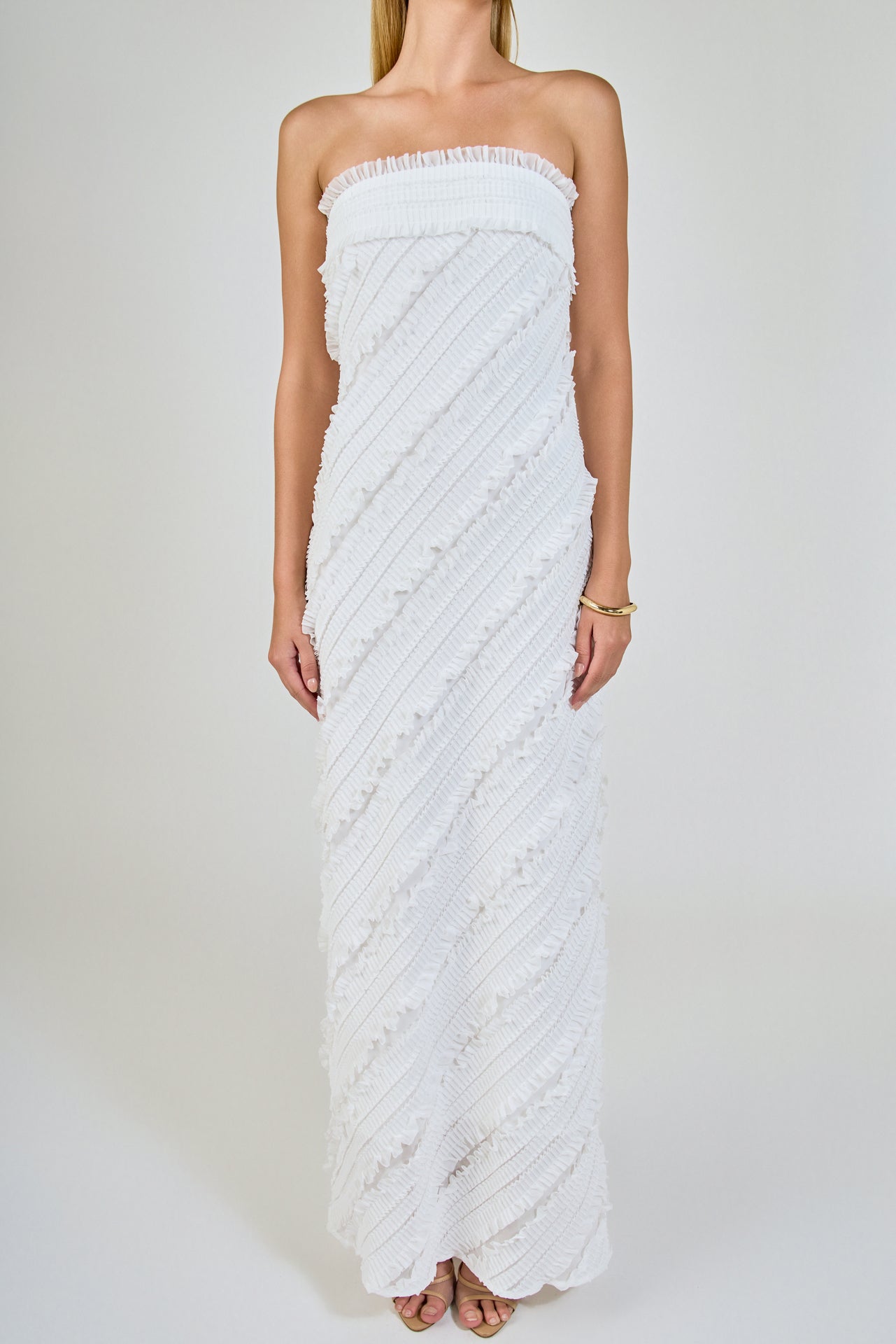 Strapless Ruffled Maxi Dress