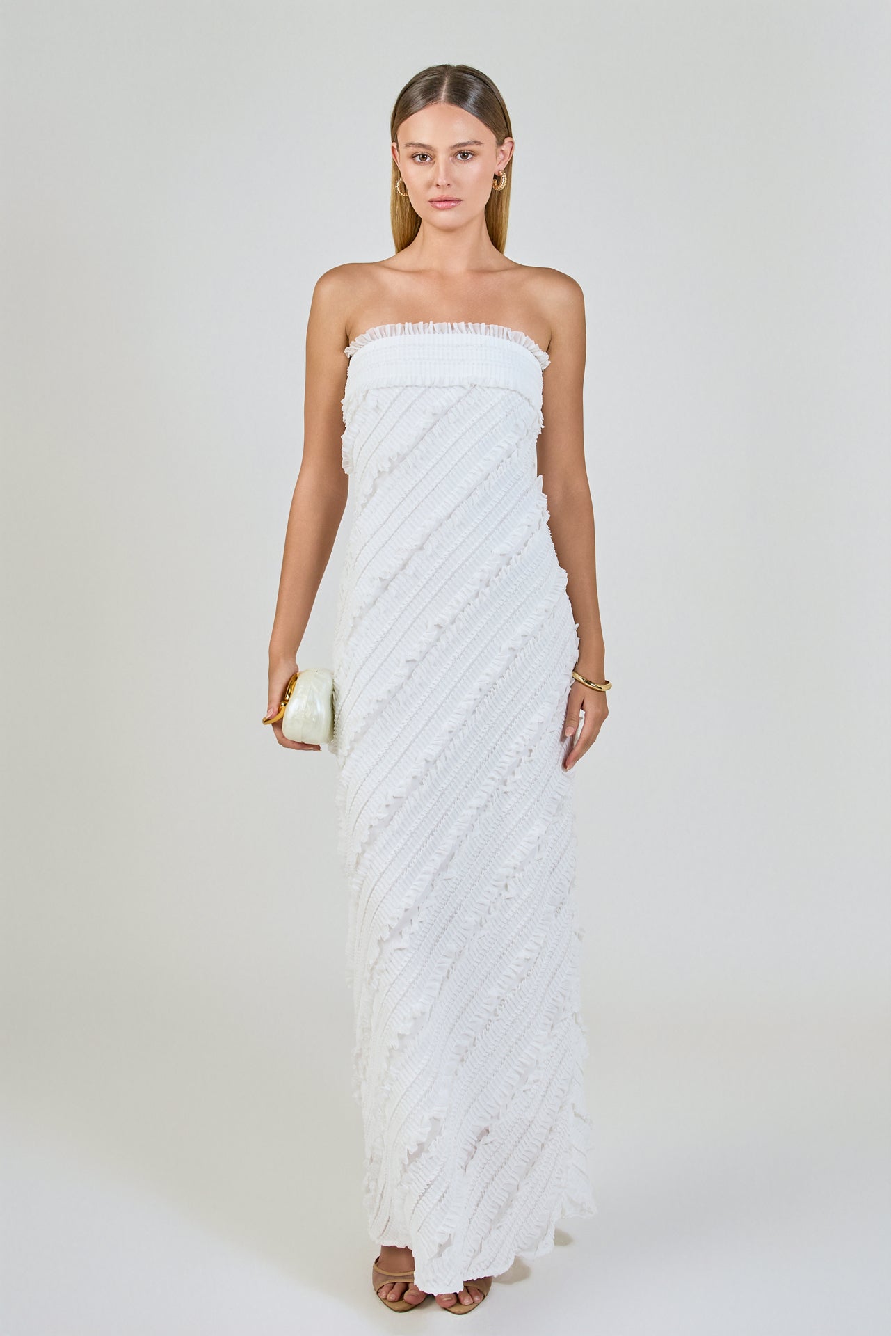 Endless Rose - Strapless Ruffled Maxi Dress PISTACHIO / L Endless Rose - Strapless Ruffled Maxi Dress PISTACHIO / L