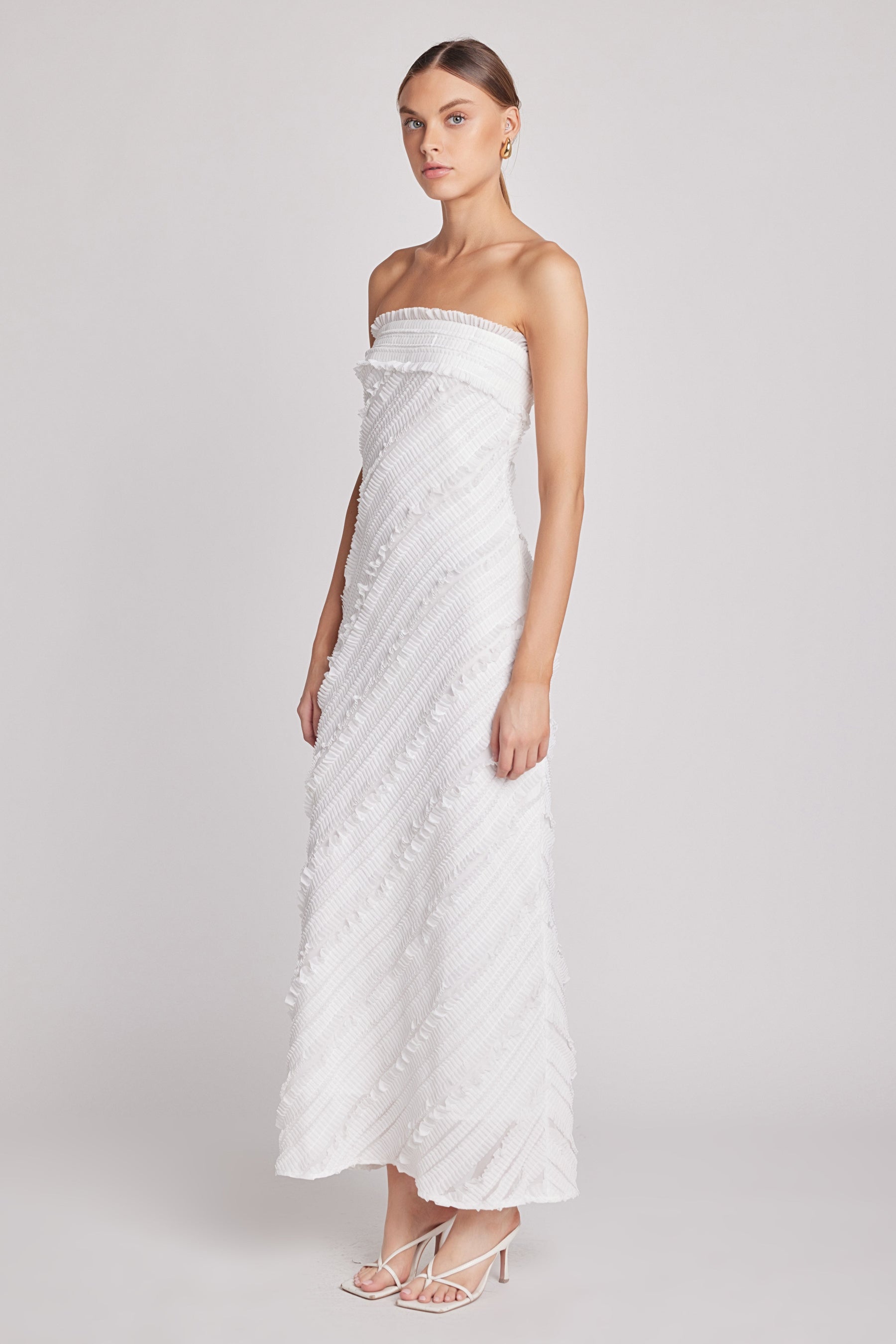 Strapless Ruffled Maxi Dress