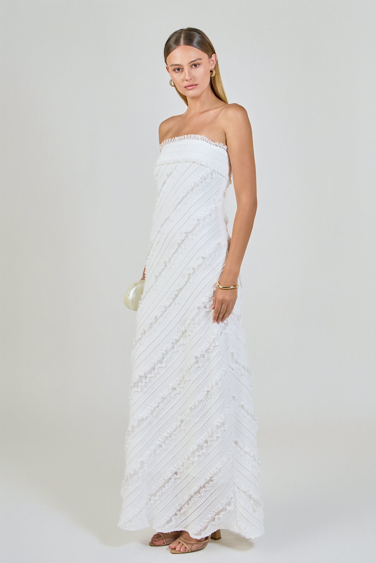 Strapless Ruffled Maxi Dress
