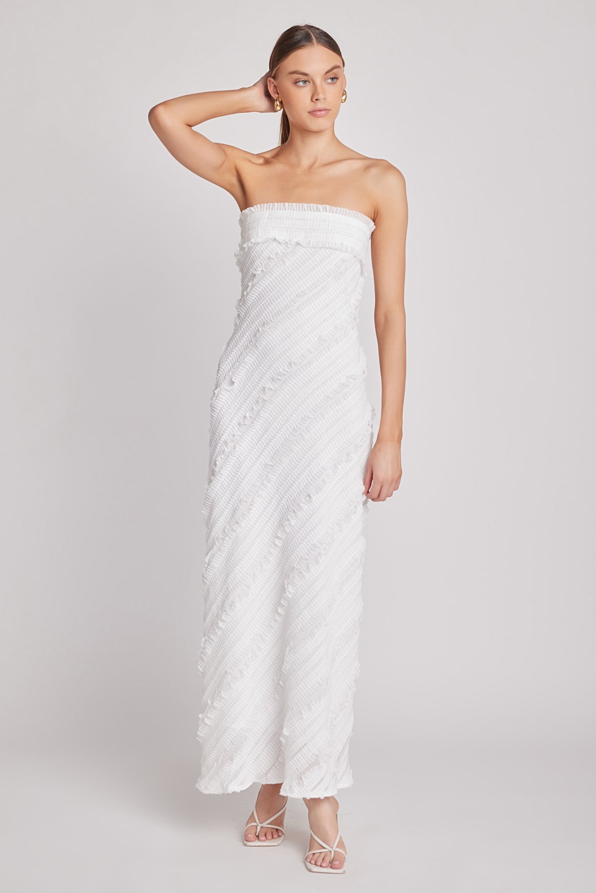 Strapless Ruffled Maxi Dress