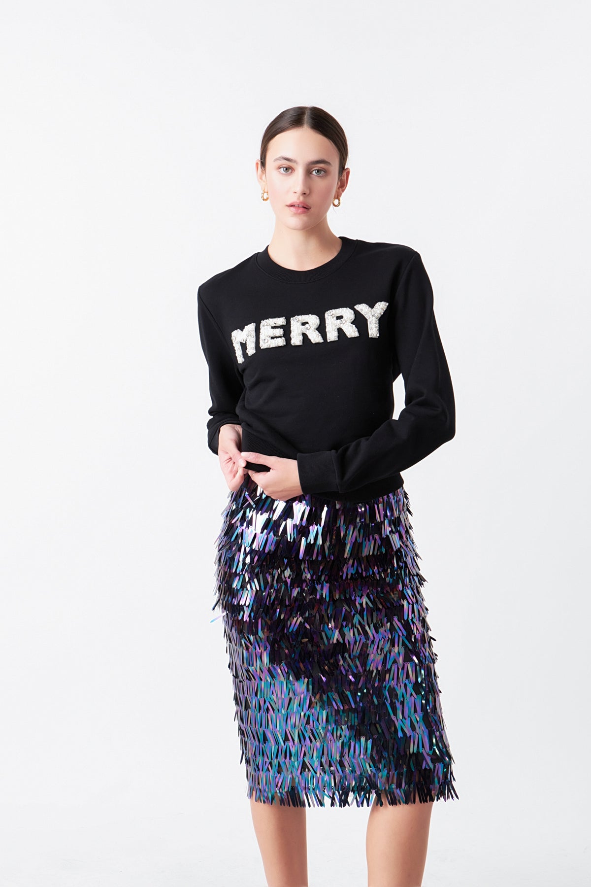 Merry Beaded Sweatshirt