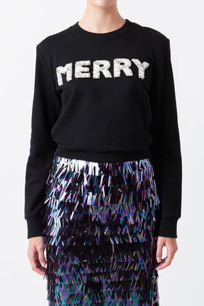 Merry Beaded Sweatshirt