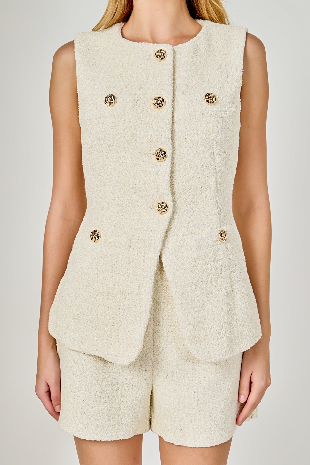 ENDLESS ROSE - Lauren Tweed Buttoned Long Split Top - TOPS available at Objectrare