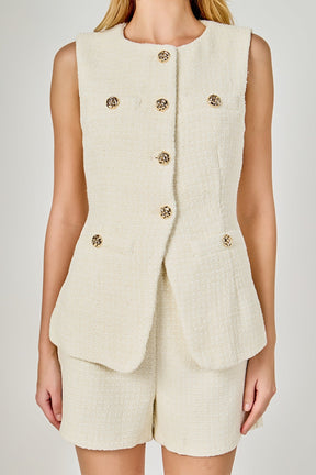 ENDLESS ROSE - Lauren Tweed Buttoned Long Split Top - TOPS available at Objectrare