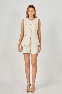 ENDLESS ROSE - Lauren Tweed Buttoned Long Split Top - TOPS available at Objectrare