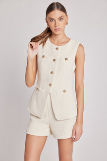 ENDLESS ROSE - Lauren Tweed Buttoned Long Split Top - TOPS available at Objectrare