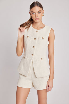 ENDLESS ROSE - Lauren Tweed Buttoned Long Split Top - TOPS available at Objectrare