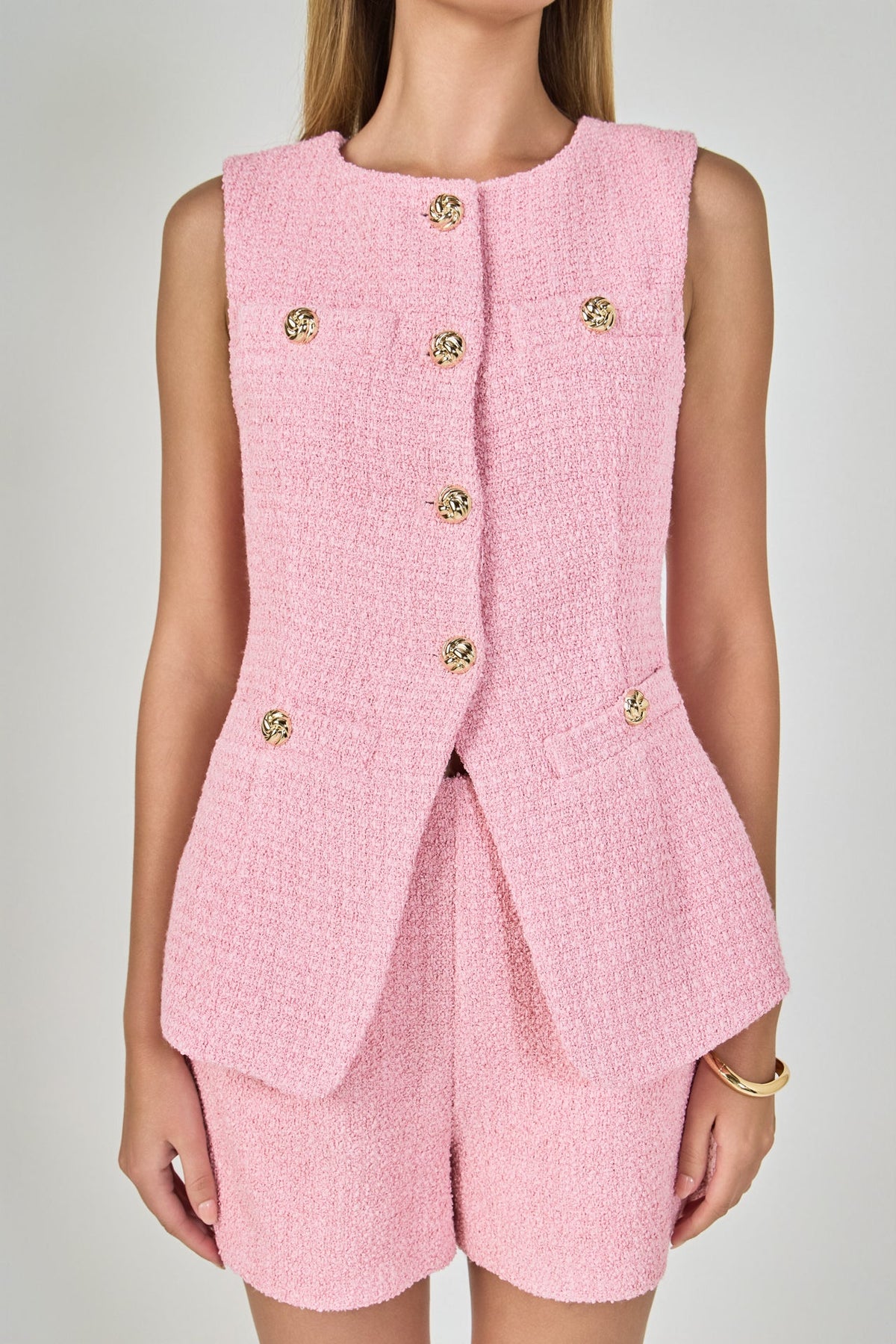 Lauren Tweed Buttoned Long Split Top