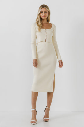 ENDLESS ROSE - Side Slit Midi Skirt - SKIRTS available at Objectrare