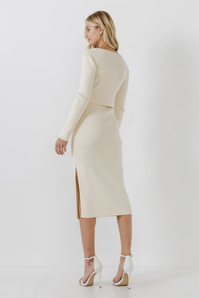 ENDLESS ROSE - Side Slit Midi Skirt - SKIRTS available at Objectrare