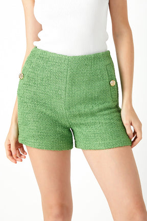ENDLESS ROSE - Tweed Buttoned Shorts - SHORTS available at Objectrare