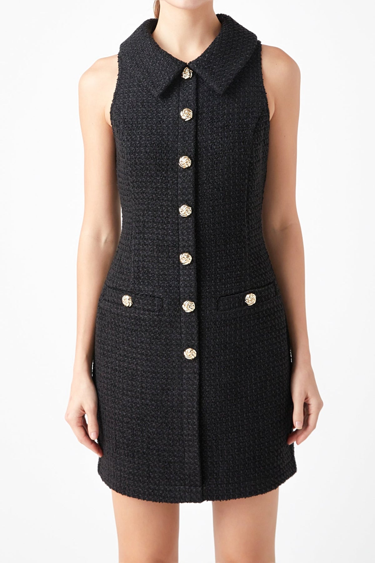 ENDLESS ROSE - Tweed Halter Mini Dress - Apparel & Accessories > Clothing > Dresses available at Objectrare
