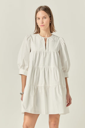 Blouson Sleeve Poplin Mini Dress