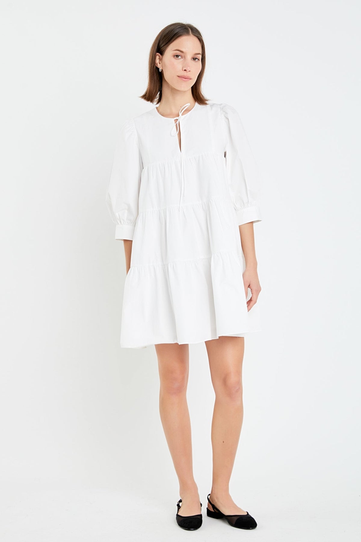 ENGLISH FACTORY - English Factory - Blouson Sleeve Poplin Mini Dress - DRESSES available at Objectrare