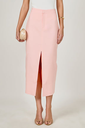 ENDLESS ROSE - Front Slit Linen Midi Skirt - SKIRTS available at Objectrare