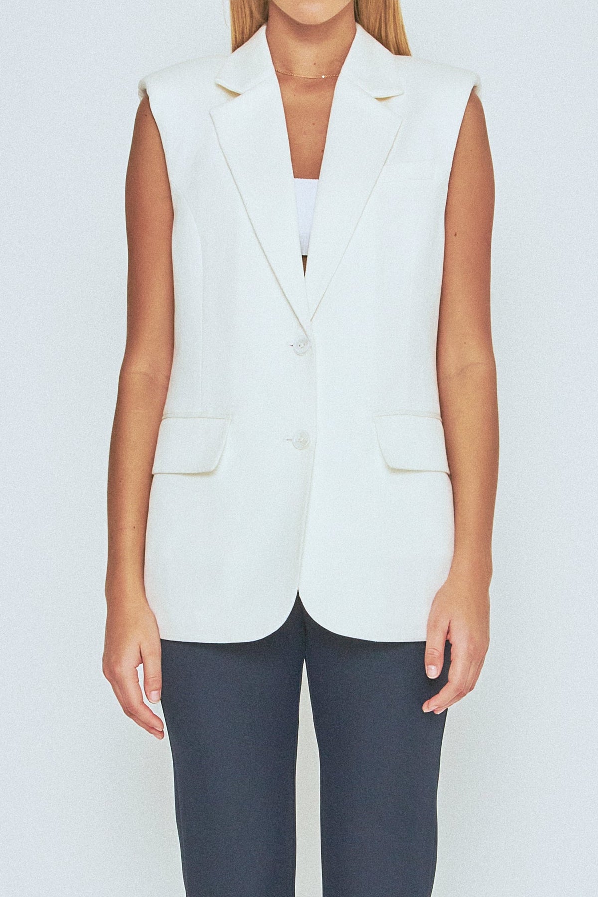 ENDLESS ROSE - Endless Rose - Linen Oversize Vest Blazer - BLAZERS available at Objectrare