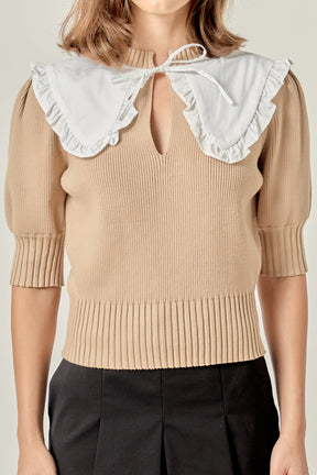 ENGLISH FACTORY - Collared Knit Sweater - SWEATERS & KNITS available at Objectrare